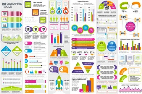 Bundle infographic elements data visualization 스톡 일러스트