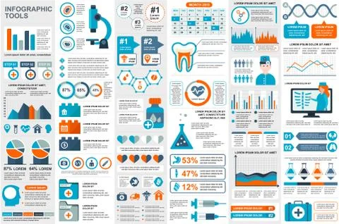 Bundle infographic elements data visualization Illustrazione stock
