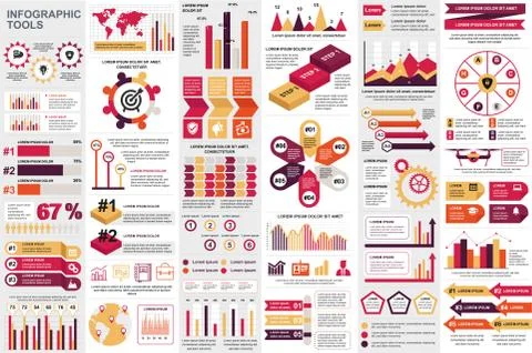 Bundle infographic elements data visualization Stock Illustration