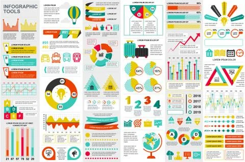 Bundle infographic elements data visualization Illustrazione stock