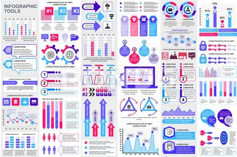 Bundle infographic elements data visualization ~ Clip Art #132792703
