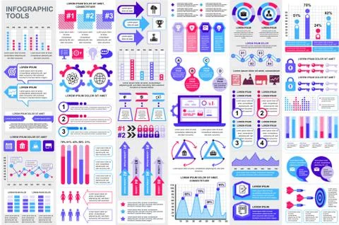 Bundle infographic elements data visualization 스톡 일러스트