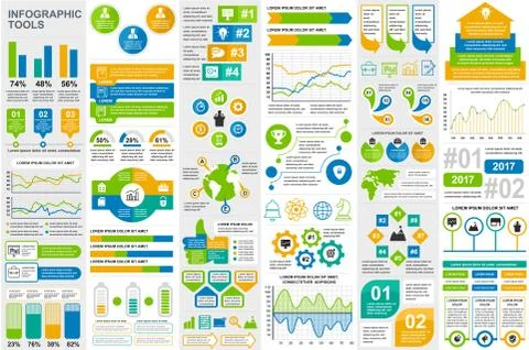Bundle infographic elements data visualization Illustrazione stock
