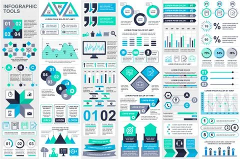 Bundle infographic elements data visualization 스톡 일러스트