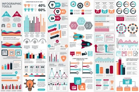 Bundle infographic elements data visualization Stock Illustration