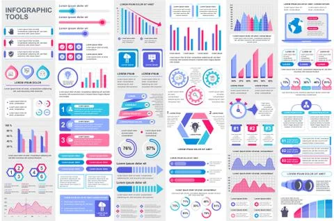 Bundle infographic elements data visualization Stock Illustration
