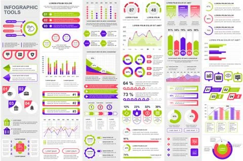 Bundle infographic elements data visualization Illustrazione stock