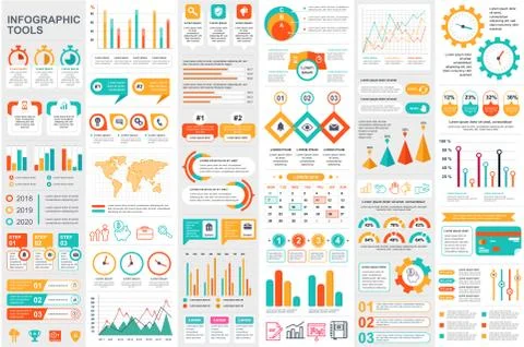 Bundle infographic elements data visualization Illustrazione stock