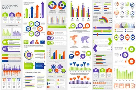 Bundle infographic elements data visualization 스톡 일러스트
