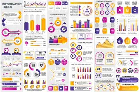 Bundle infographic elements data visualization イラスト素材