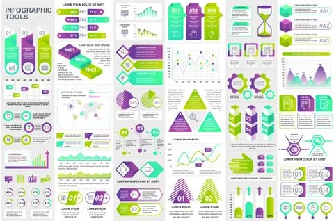Bundle infographic elements data visualization Illustrazione stock