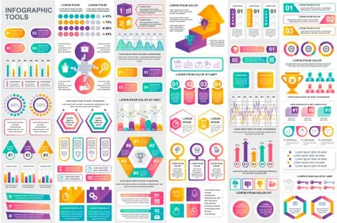 Bundle infographic elements data visualization 스톡 일러스트