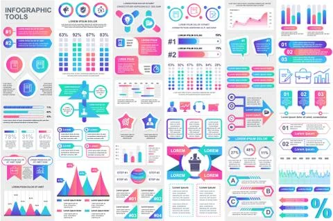 Bundle infographic elements data visualization 스톡 일러스트