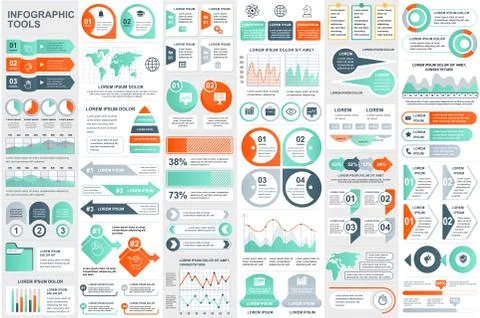 Bundle infographic elements data visualization Stock Illustration