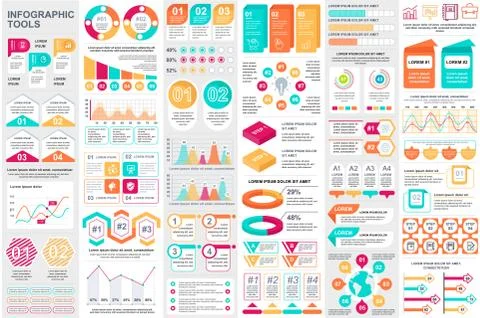 Bundle infographic elements data visualization 스톡 일러스트