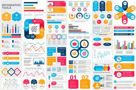 Bundle infographic elements data visualization 스톡 일러스트