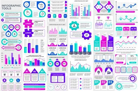 Bundle infographic elements data visualization 스톡 일러스트