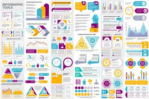 Bundle infographic elements data visualization Illustrazione stock