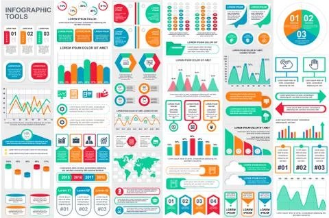 Bundle infographic elements data visualization Illustrazione stock