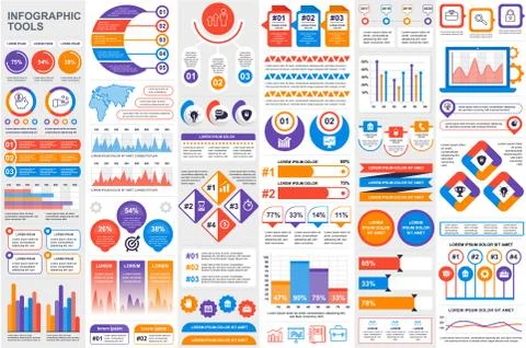 Bundle infographic elements data visualization Illustrazione stock