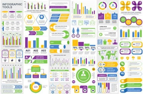 Bundle infographic elements data visualization 스톡 일러스트
