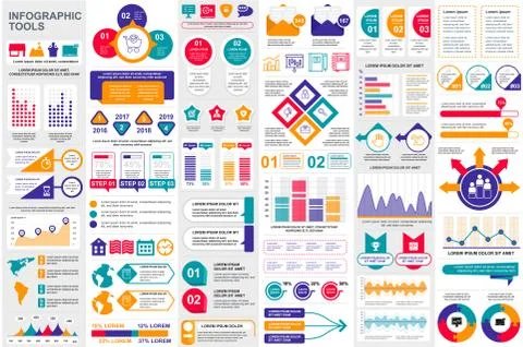 Bundle infographic elements data visualization イラスト素材