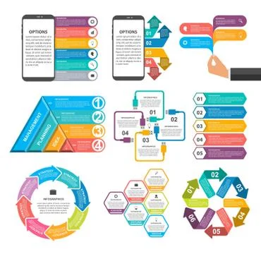 Bundle infographic elements in flat style for business presentations and 스톡 일러스트