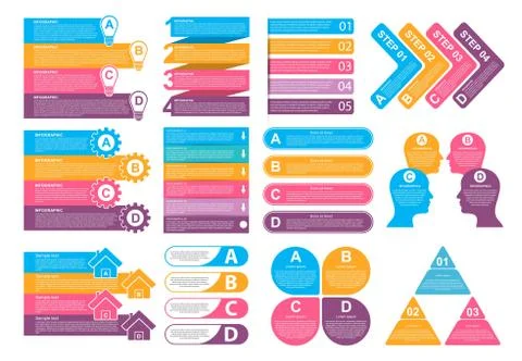 Bundle infographic elements in flat style for business presentations and Stockillustratie