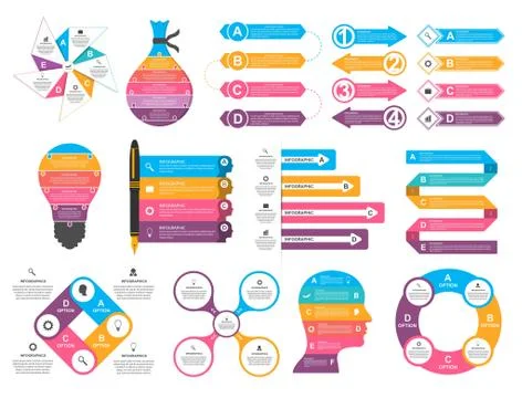 Bundle infographic elements in flat style for business presentations and 스톡 일러스트