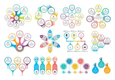 Bundle infographic elements in flat style for business presentations and Illustrazione stock