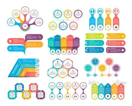 Bundle infographic elements in flat style for business presentations and 스톡 일러스트