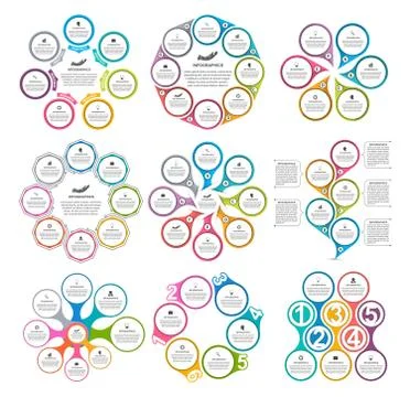 Bundle infographic elements in flat style for business presentations and 스톡 일러스트