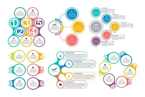 Bundle infographic elements in flat style for business presentations and Illustrazione stock
