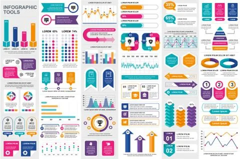Bundle infographic elements template Stock Illustration