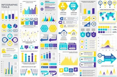 Bundle infographic elements template Stock Illustration
