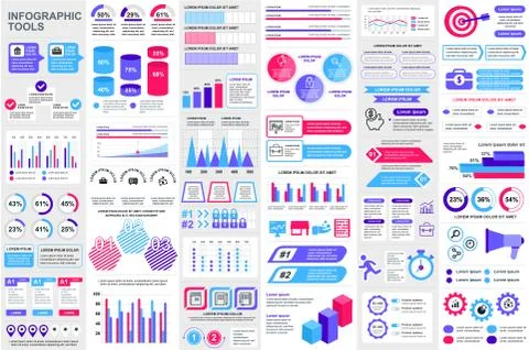 Bundle infographic elements vector template Stock Illustration
