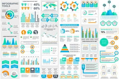 Bundle infographic elements vector template Stock Illustration