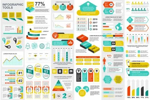 Bundle infographic elements vector template Stock Illustration
