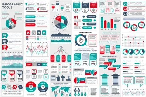 Bundle infographic elements vector template Stock Illustration