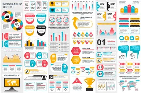Bundle infographic elements vector template Illustrazione stock