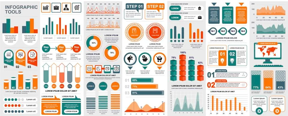 Bundle infographic UI, UX, KIT elements Illustrazione stock