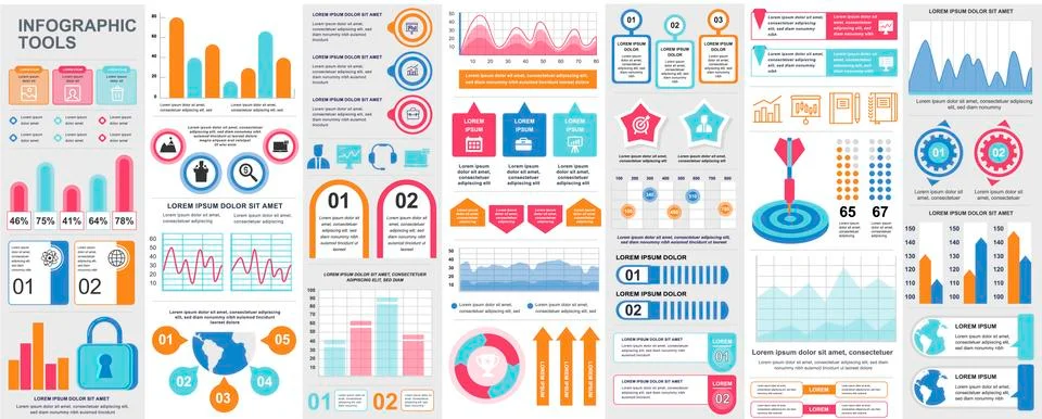 Bundle infographic UI, UX, KIT elements Stock Illustration