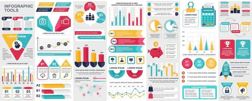 Bundle infographic UI, UX, KIT elements Illustrazione stock
