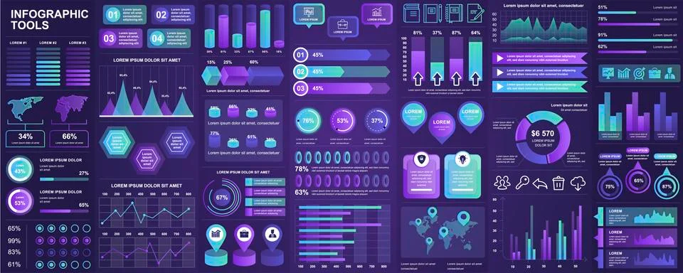 Bundle infographic UI, UX, KIT elements Illustrazione stock