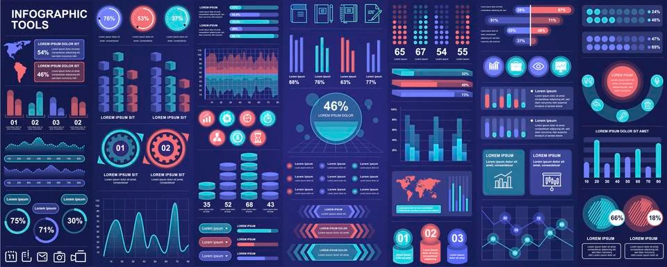 Bundle infographic UI, UX, KIT elements Stock Illustration