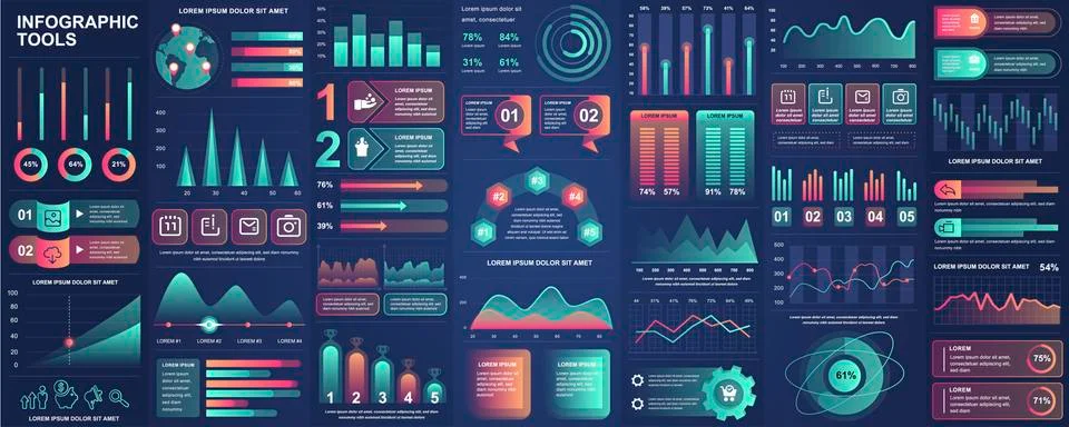 Bundle infographic UI, UX, KIT elements Illustrazione stock