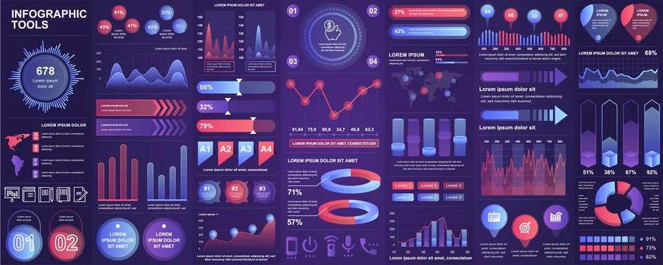 Bundle infographic UI, UX, KIT elements Illustrazione stock