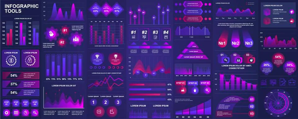 Bundle infographic UI, UX, KIT elements Illustrazione stock