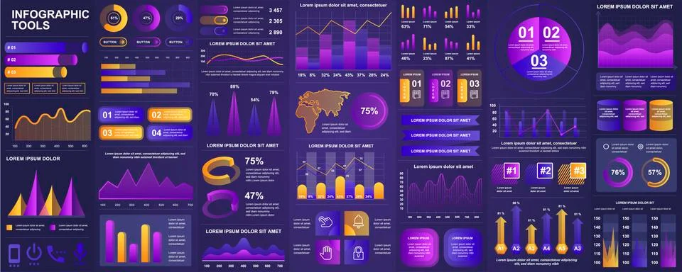 Bundle infographic UI, UX, KIT elements イラスト素材