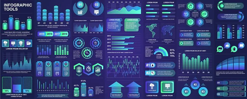 Bundle infographic UI, UX, KIT elements イラスト素材